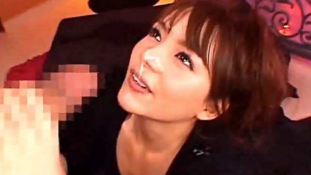 Beautiful Japanese Sucks Cock and Gets Cum on Her Face