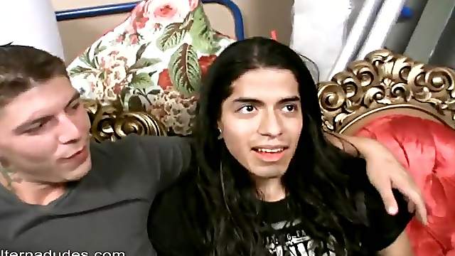 Guy with the long hair decides to suck the cock of his new partner