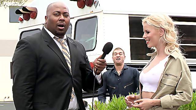 Hot ass wet blonde bitch receives a hard pussy drilling