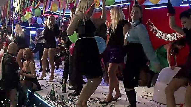 Babes get naughty with stiff tools during a New Year's party
