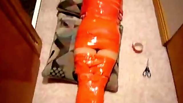 Teen gets Taped up from Head to Toe
