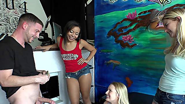 Two girls go in for a tattoo and end up getting some dick