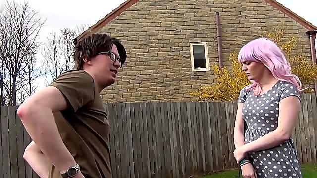 Nerdy dude gets to bang a geeky hot girl with purple hair