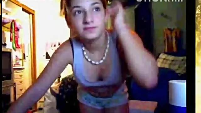 Webcam Girl with Awesome Boobs Taking Her Clothes Off