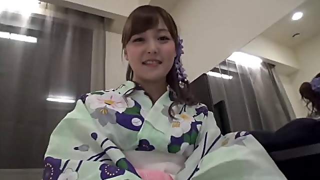 POV hardcore with a cute Asian girl in a sexy kimono