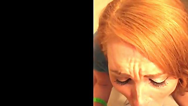 Gorgeous blue eyed brunette teen gives an amazing blowjob in POV