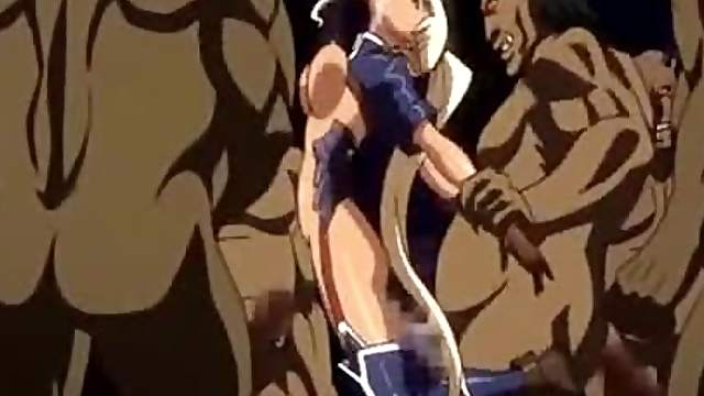 Cute hentai brutally groupfucked by ghetto monsters anime