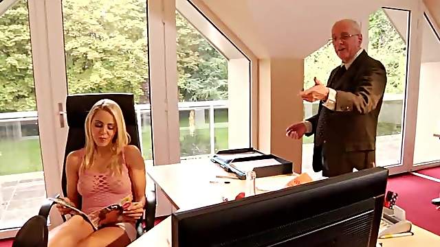 Blonde sweetie wants that mature dick inside her pussy right now!
