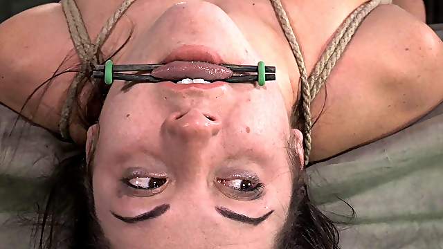 Lady with natural tits tied up and bonked on an old bed