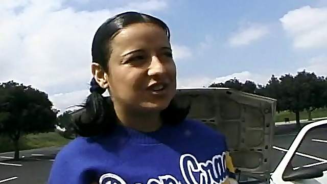 Cheerleader getting facial cumshot after getting ravished at the pool