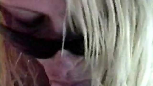 Gorgeous blonde has a blast while sucking on a massive rod