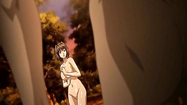 Busty hentai gangbang and creampie in the forest