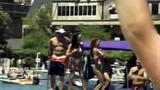 Hot ass doll in thong getting wild at the party outdoor