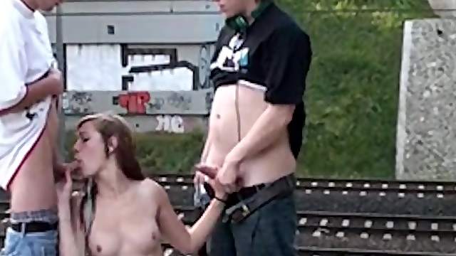 American young Gang bang outdoor