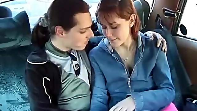 Big natural breast teen picked up for wild backseat fuck on the street