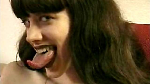 Lesbian Girl with Very Long Tongue