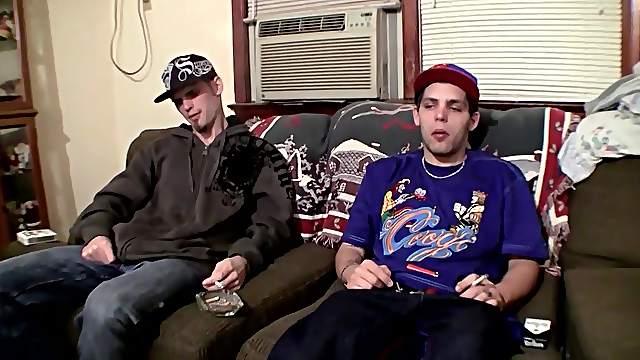 Drac and Nolan jerk off each other while taking a smoke