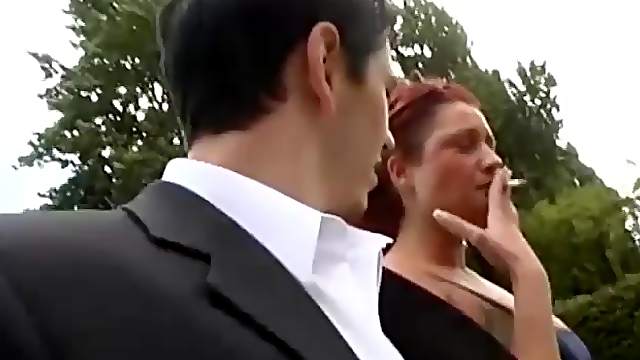 Horny german chubby redhead babe picked up for wild outdoor sex
