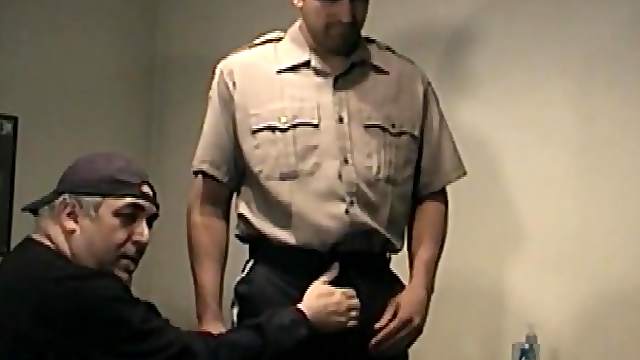 Straight boy Zack arrives dressed in his uniform