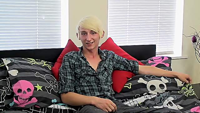 Emo twink Max Brown wanks his cock off for us on camera