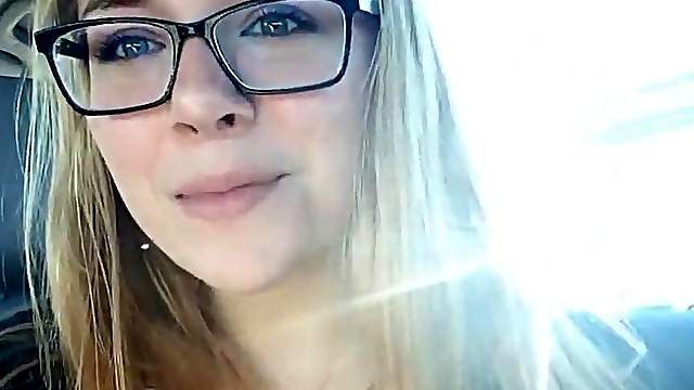 Cute Blonde Talking Sexy In Her Car