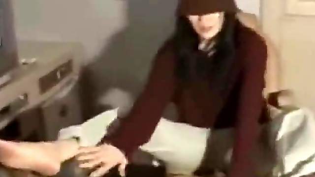Blindfolded Asian Chick Touches Herself Over Her Pants