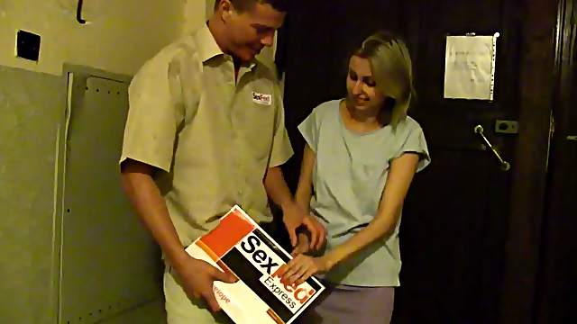 Hot Suzie is so excited when the dildo she ordered online finally arrives