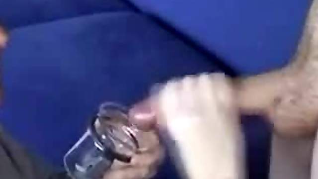 Kinky slut drinks cum out of a glass and loves the taste