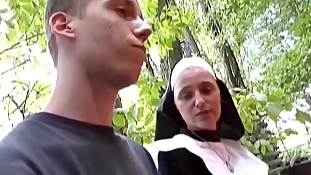 horny cum loving nun picked up from street for extreme sex in nature