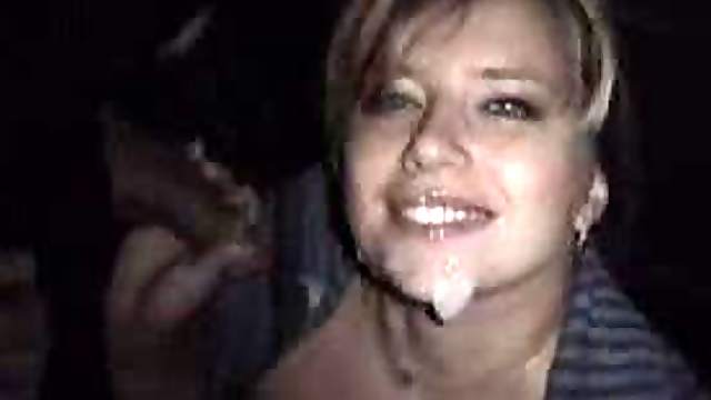 Horny Blonde Has Her Big tits Covered By Hot Cum