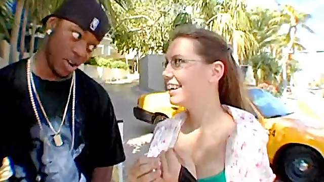 Alicia enjoys some white and black cock right here