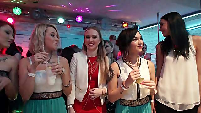 Cute babes like to suck long cocks at the party more than anything