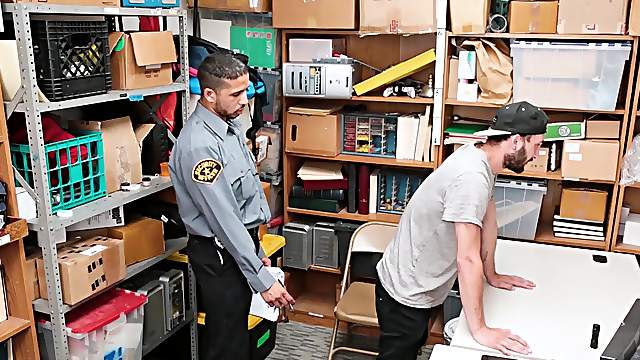 Guard Punishes Shoplifter. Guard Takes young thiefs ass for himself.