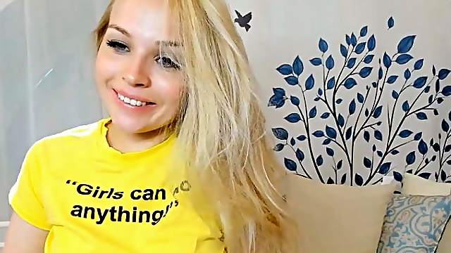 Cute Busty Blonde Makes Love with Her Dildo