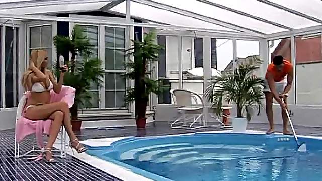 Anal Creampie By the Pool