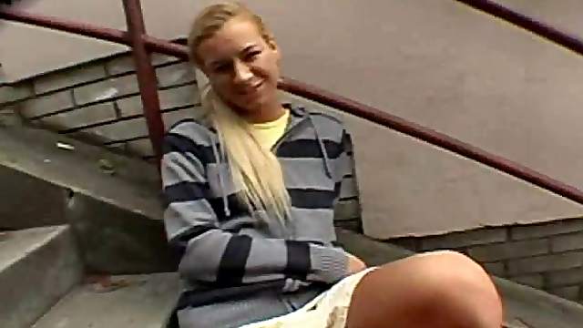 Blonde Babe Sucks Cock On her Ex's Doorstep