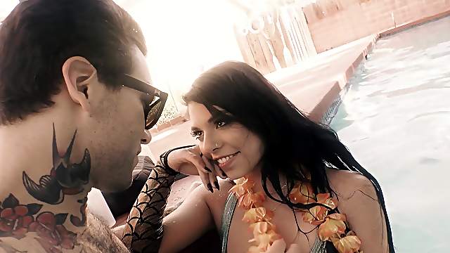 Desirable girl Gina Valentina makes a dick disappear in her ass