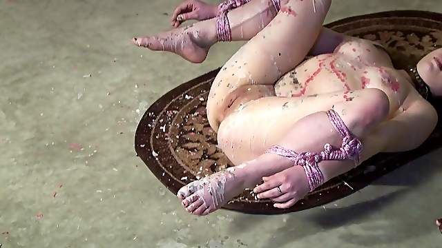 Kinky lesbian fetish sex scene with hot wax torture and ropes