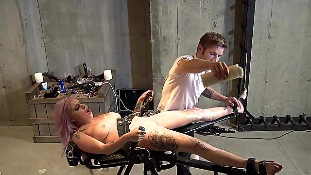 Punk teen babe tied up and deep throats a cock until it cums