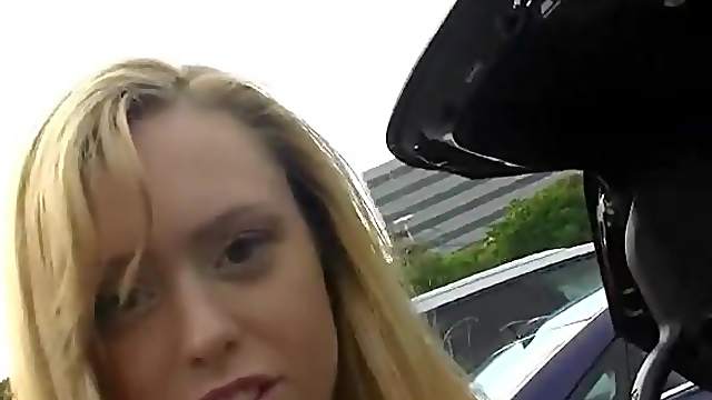 Blonde teen babe Lucy Tyler pounded hardcore in a car