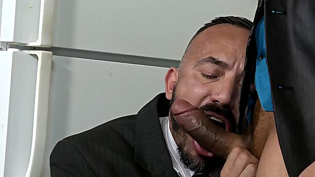 Horny gay Alessio Romero feeds his asshole with a friend's hard pecker