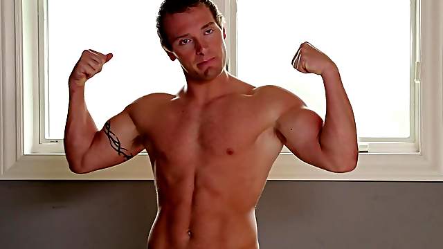 Blue eyed mature gay man masturbates and cums solo