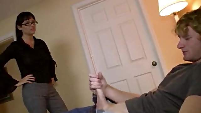 Angie Nior is super mad ad her son so she gives him a blowjob as punishment