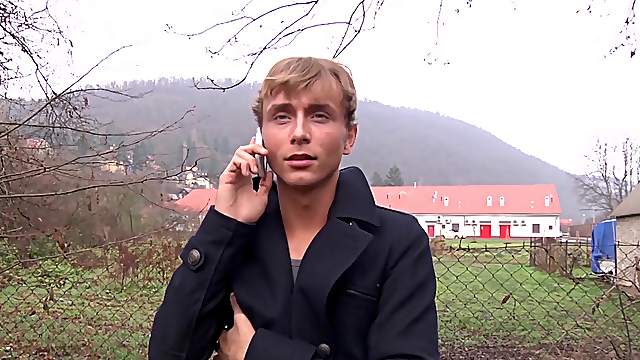 handsome guy sucks every inch of his friend's hard penis by the car