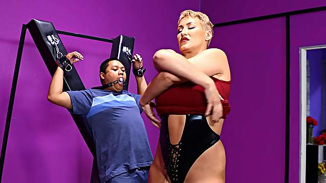 Short hair Ryan Keely is ready for her first BDSM in front of the camera
