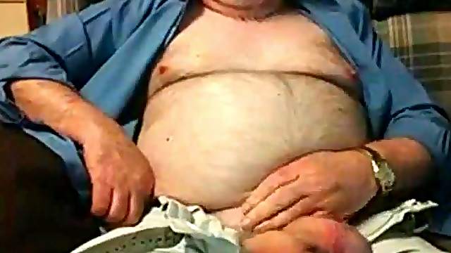 Hairy Grandpa Bear Fondling His Cock