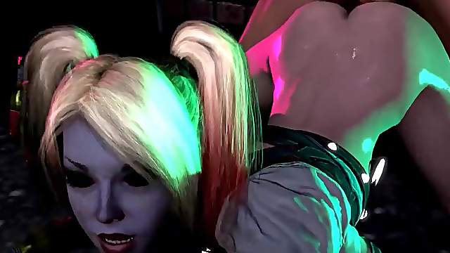 Hot ass blonde slut Harley Quinn hammered in the wet cunt and mouth by lots of gang dudes