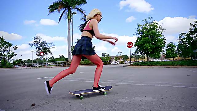 After sucking blonde Alice Pink is ready to jump on a dude's sticky dick