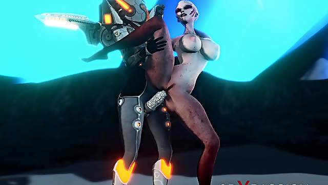 Female alien gets fucked hard by sci-fi explorer in spacesuit on exoplanet