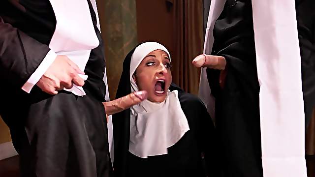 Silvia Saige dresses as a nun loves to eat cum from her lovers